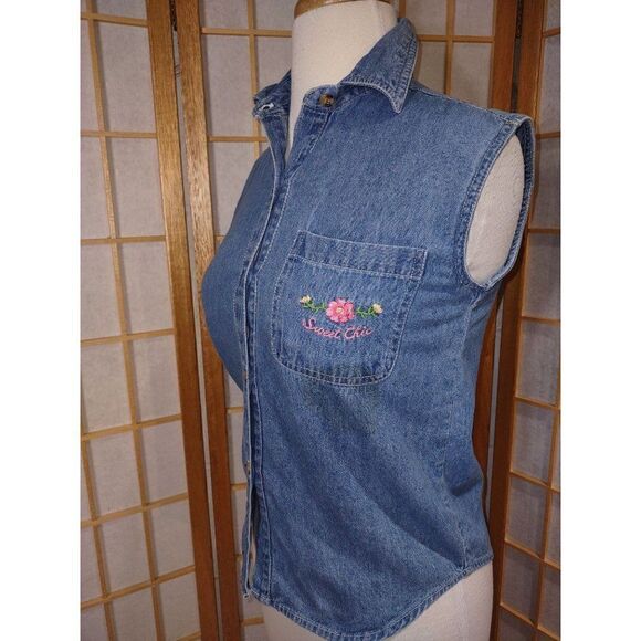 Vtg Chic Med Sweet Chic Denim Top - Picture 8 of 11